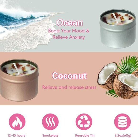 KAV Aromatherapy Gift Set 2 Bath bombs, 2 Scented Candles, 4 Shower Steamers - Picture 4 of 7